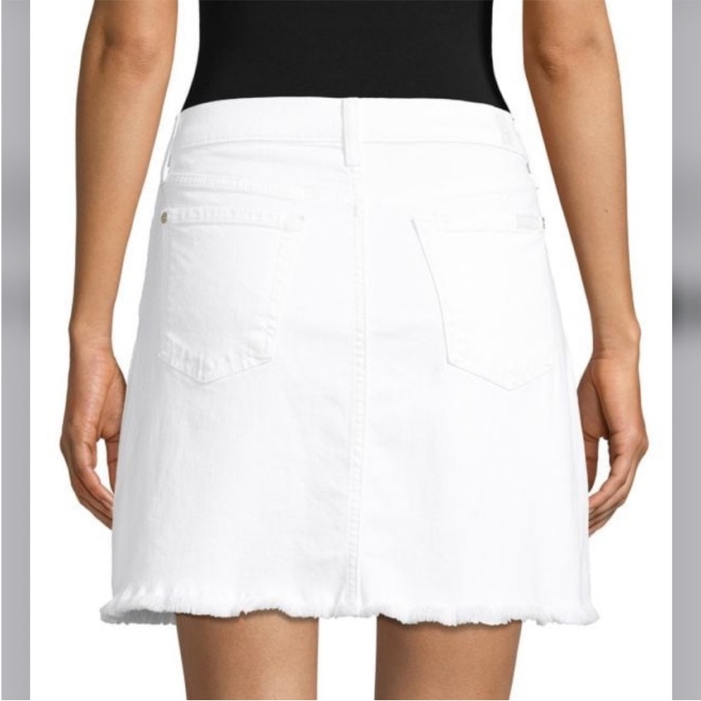 7 For All Mankind White Denim A Line Skirt - Picture 6 of 7